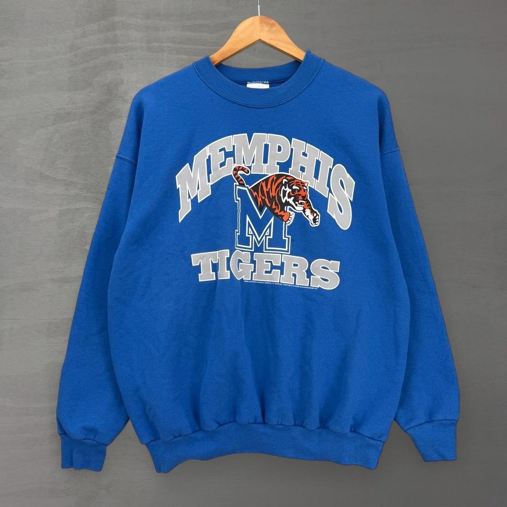 Vintage Memphis State Tigers Sweatshirt Blue Graphic NCAA Crewneck Large